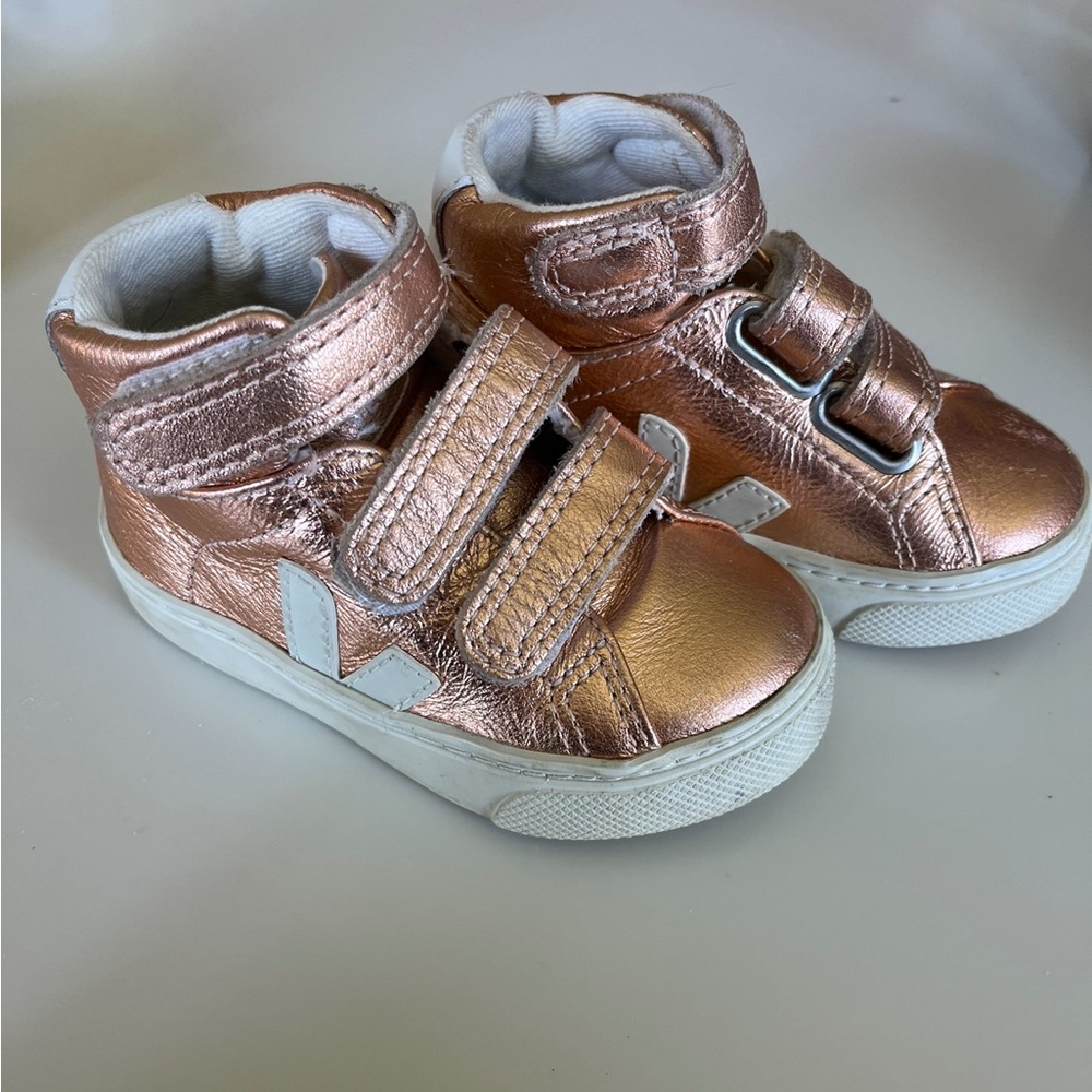 Veja Esplar Mid 3-Strap Leather Kids Sneaker Pink Size 6 Toddler Shoes